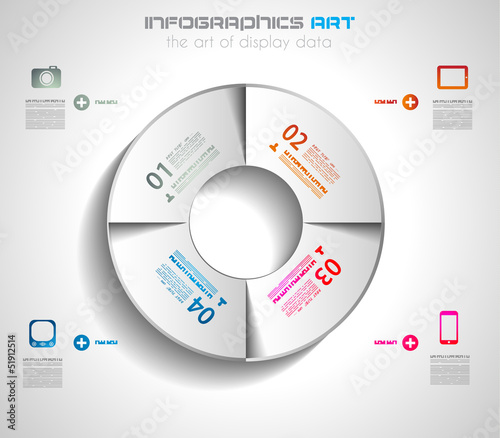 Infographic design template with paper tags.