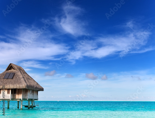 lonely hut at the infinite ocean