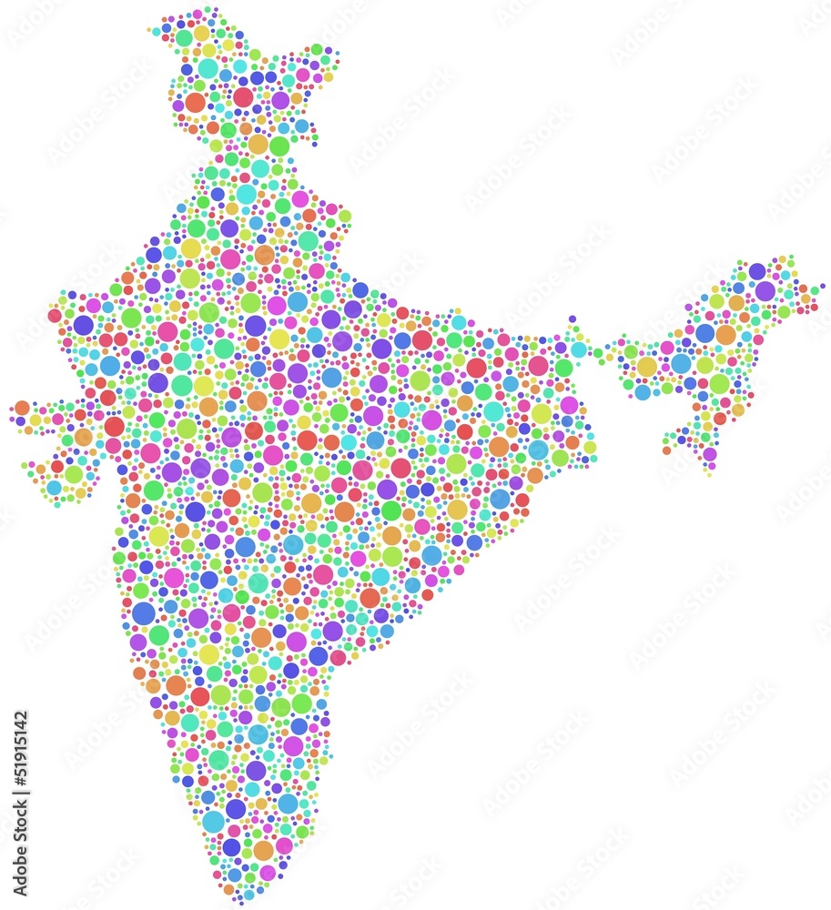 Decorative map of India - Asia -