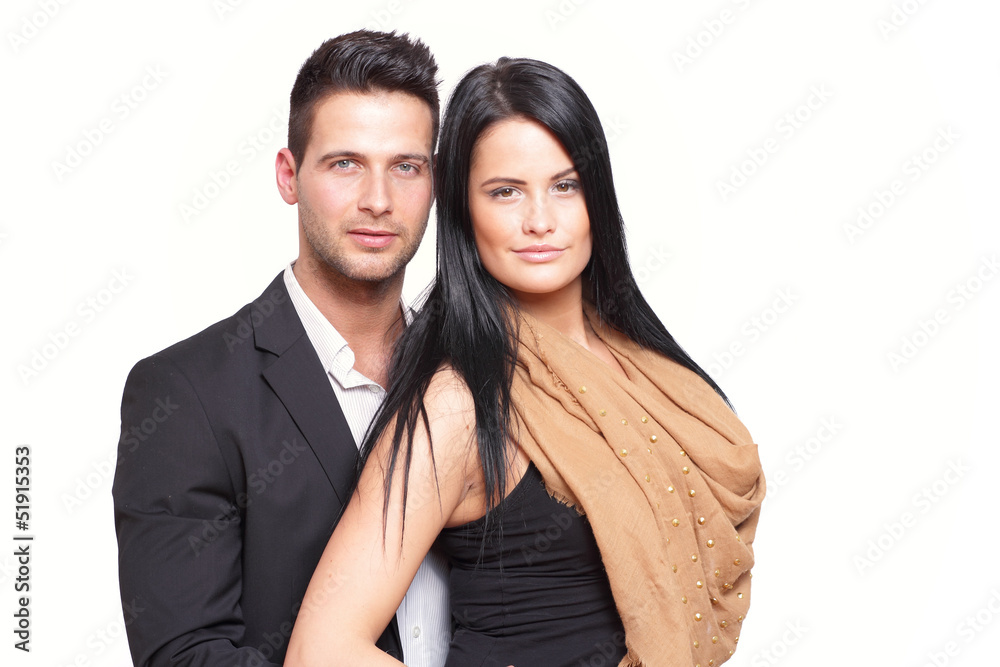 Good looking couple standing in elegant cloth Good looking couple standing in elegant cloth