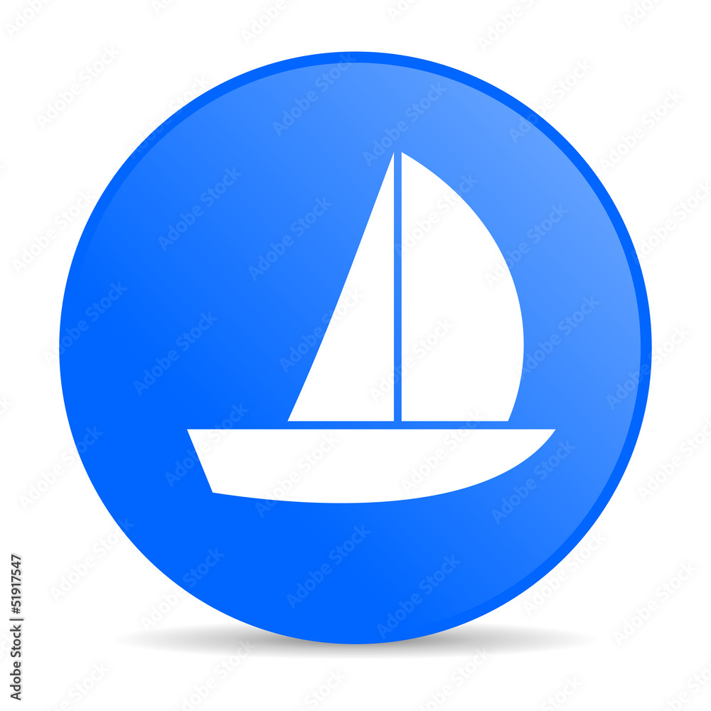 yacht blue circle web glossy icon