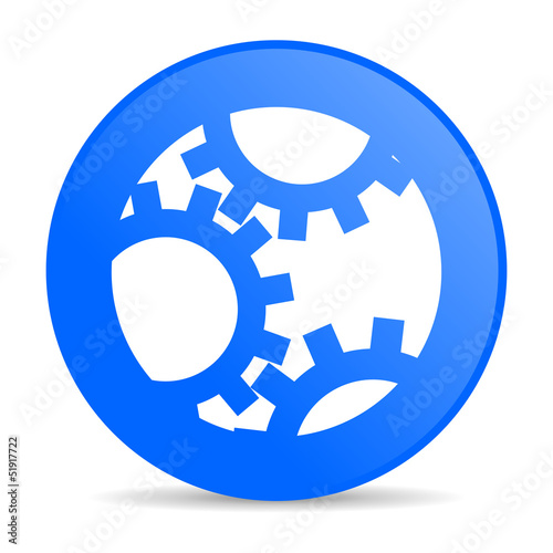 gears blue circle web glossy icon