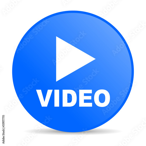 Free Download video blue circle web glossy icon - GFXLoad