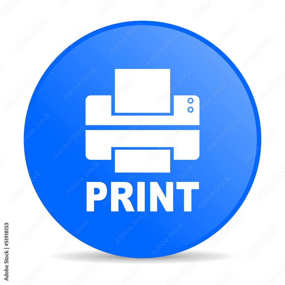 print blue circle web glossy icon print blue circle web glossy icon