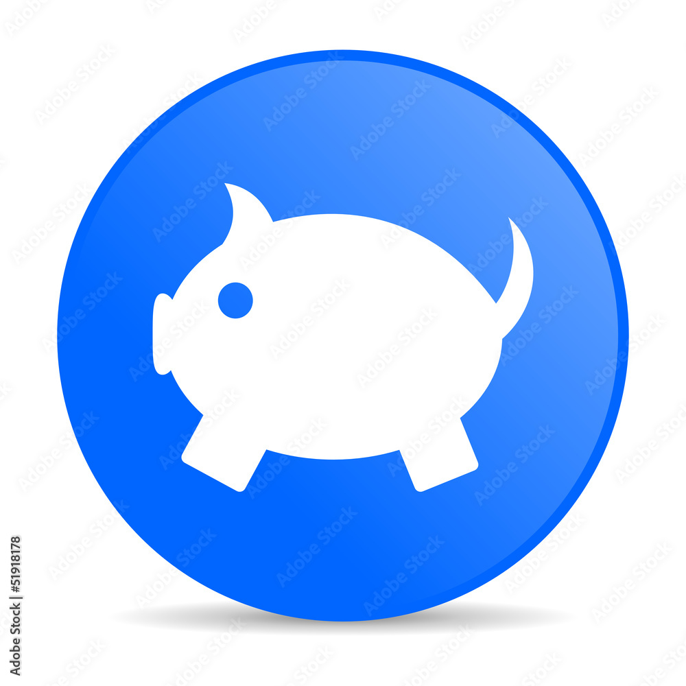 piggy bank blue circle web glossy icon piggy bank blue circle web glossy icon