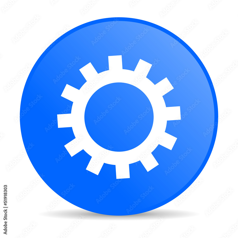 gears blue circle web glossy icon