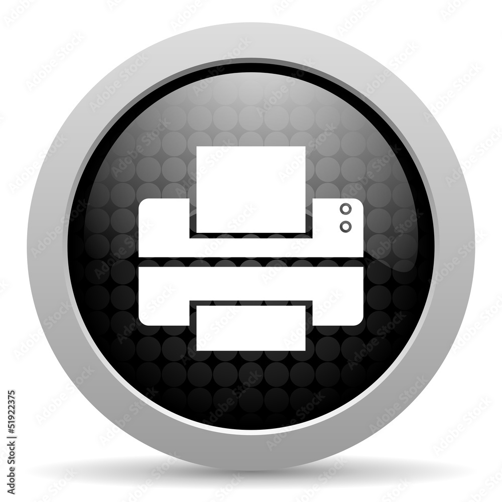 printer black circle web glossy icon printer black circle web glossy icon
