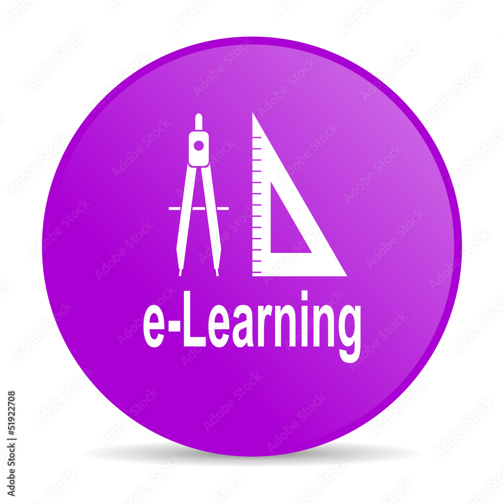 e-learning violet circle web glossy icon