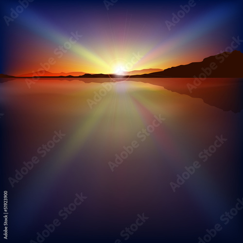 abstract background with sunrise and mountains
