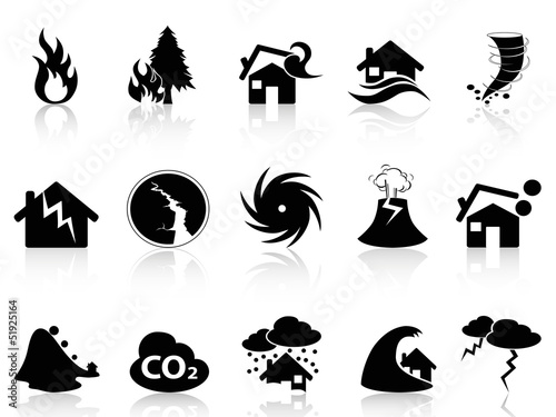 Fotografie, Obraz Natural disaster icons set