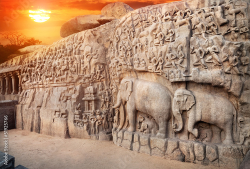 Elephants rock in Mamallapuram