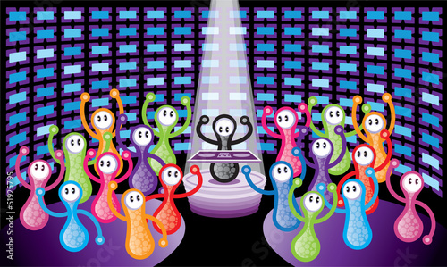 Crowd dancing in a nightclub. EPS10