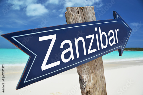 Zanzibar sign on the beach photo