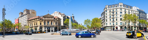 Panorama of Crossing Gran Via and Passeig de Gracia