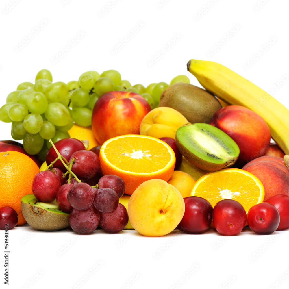 Naklejka fruits and vegetables on white