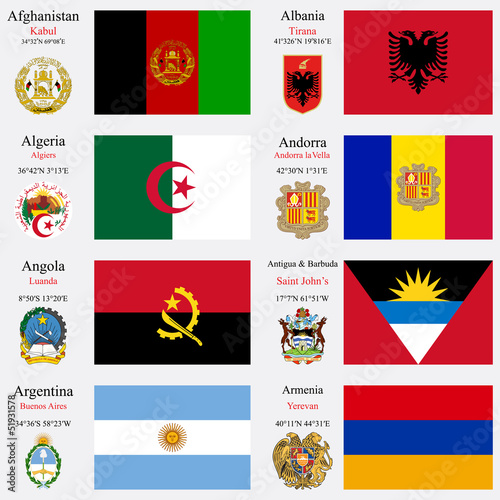world flags and capitals set 1