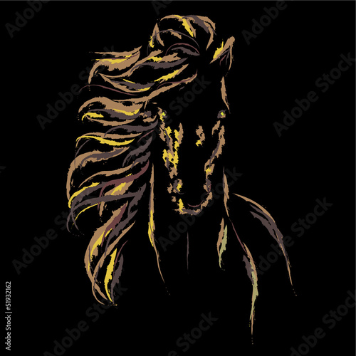 Vector image of an horse on black background
