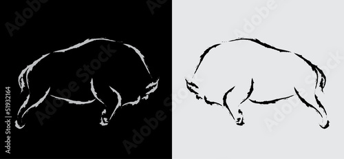 Vector image of two bison were collisions