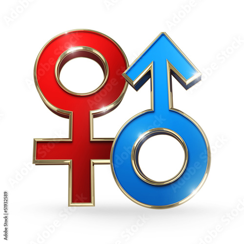 gender female and male symbol - clipping path