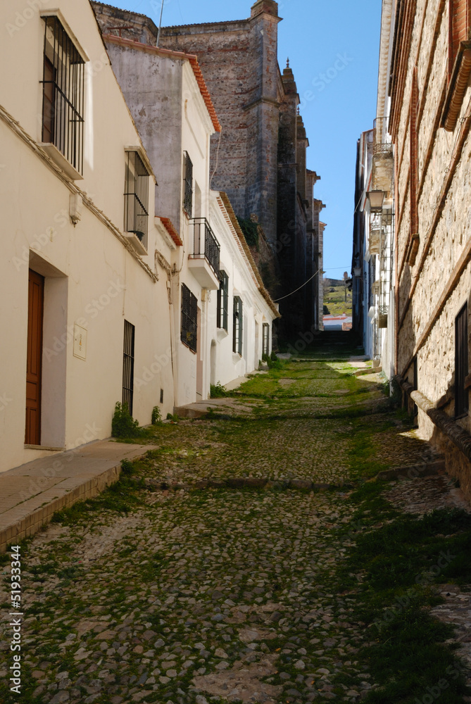 Street in Aracena, an Andalusian village, Spain