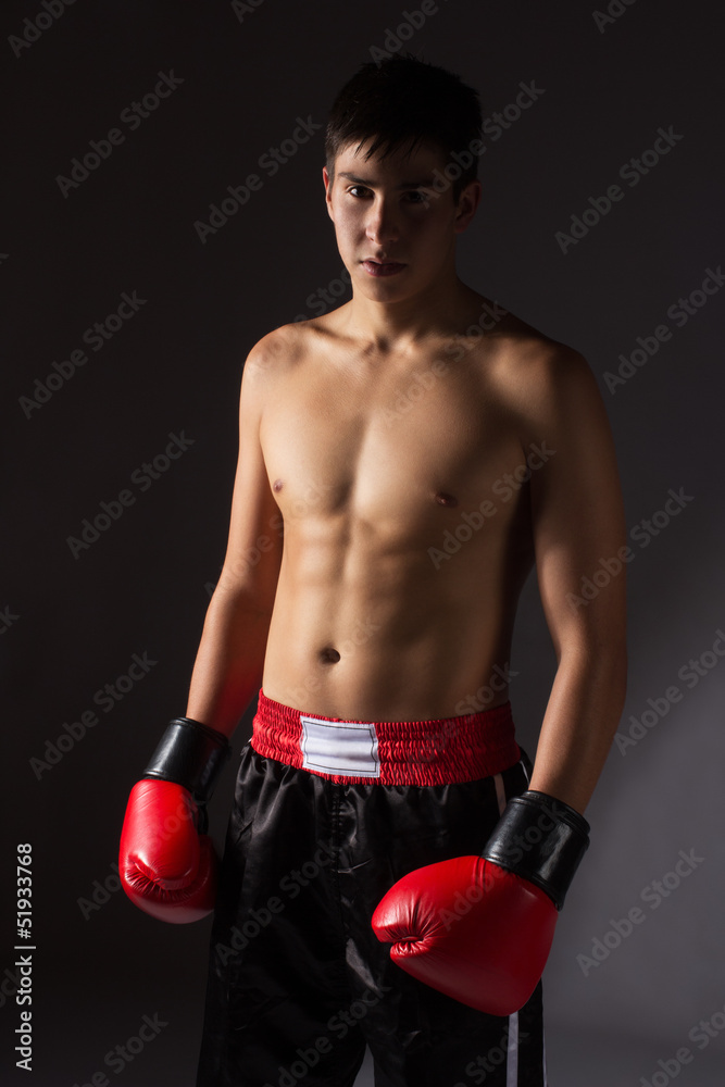 Young male kickboxer