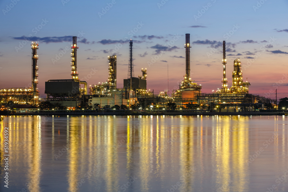 Refinery plant area at twilight