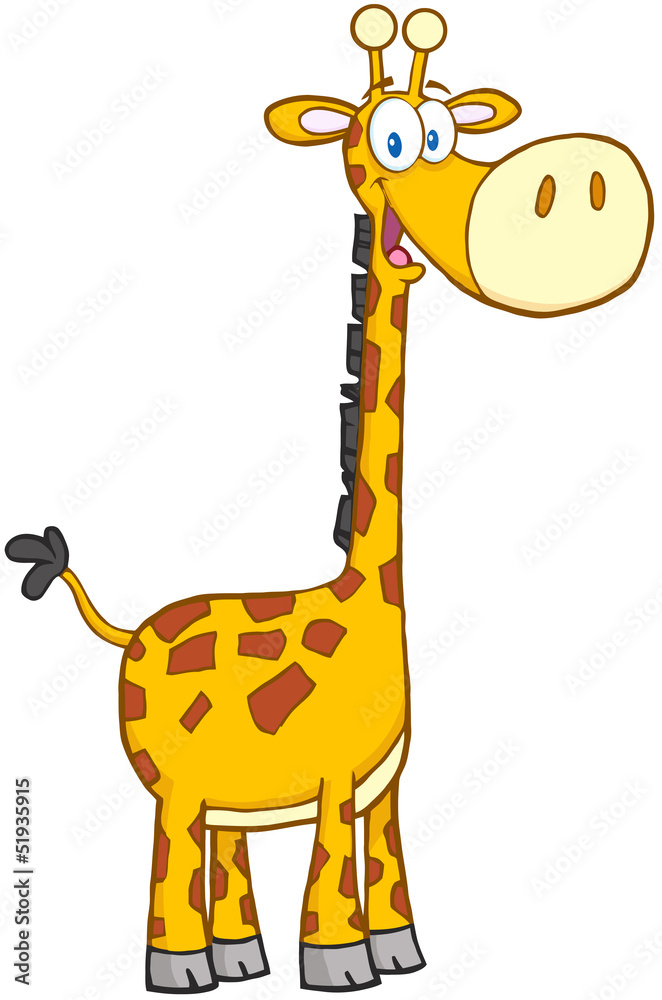 Naklejka premium Happy Giraffe Cartoon Mascot Character