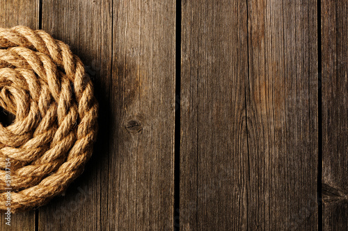 Rope over wooden background