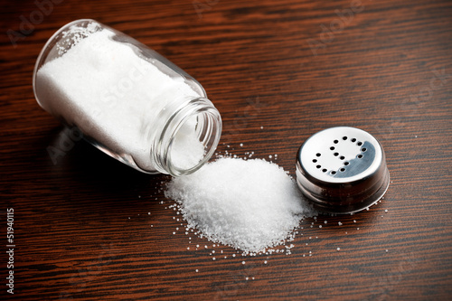 salt sprinkled on table photo