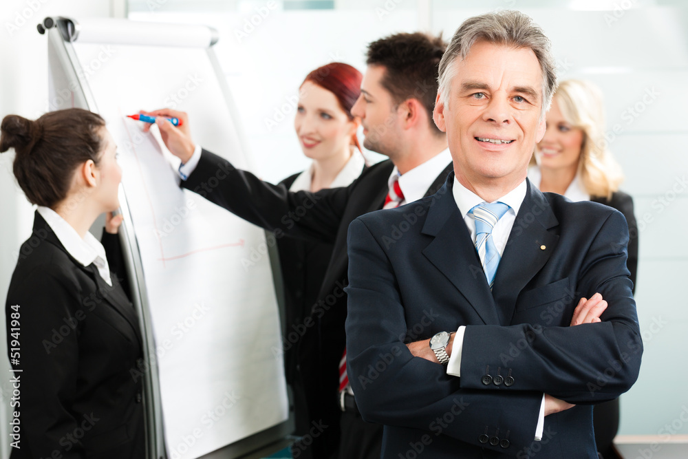Business Team with leader in office Business Team with leader in office