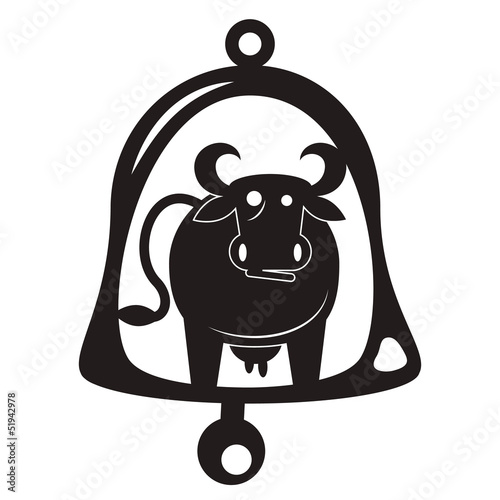 cow bell silhouette of the vector