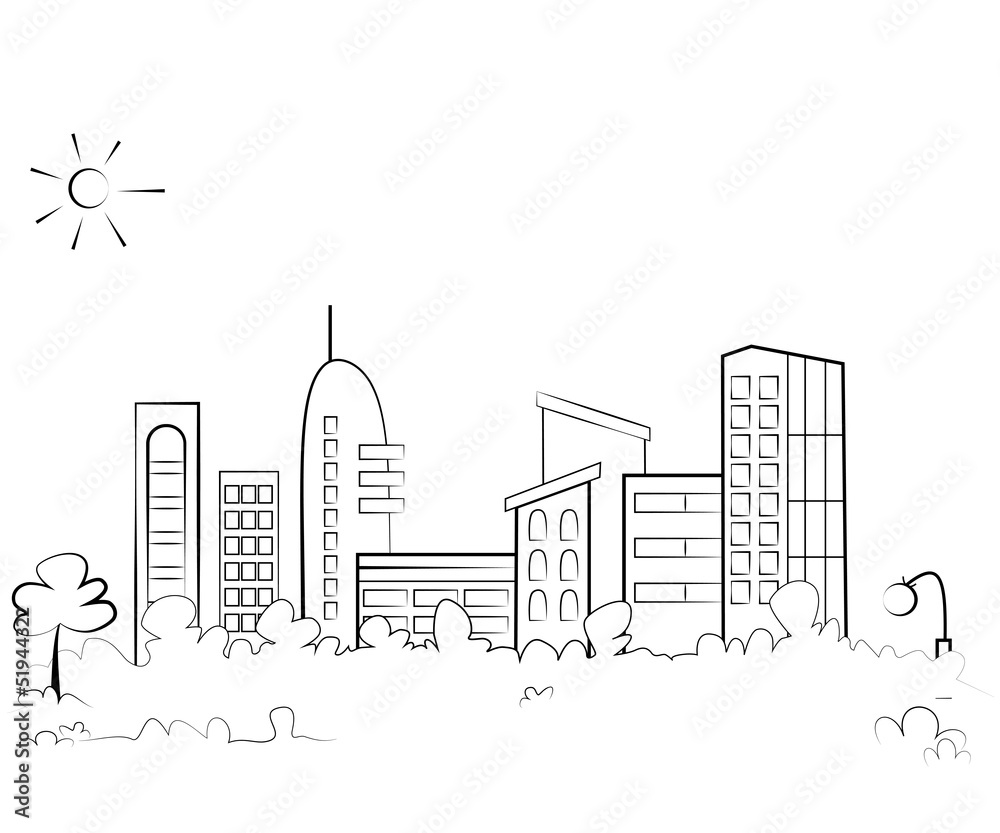 Plakat Panorama town - sketch illustration