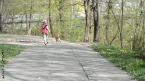 Wallpaper Mural little girl running around with a dog Torontodigital.ca