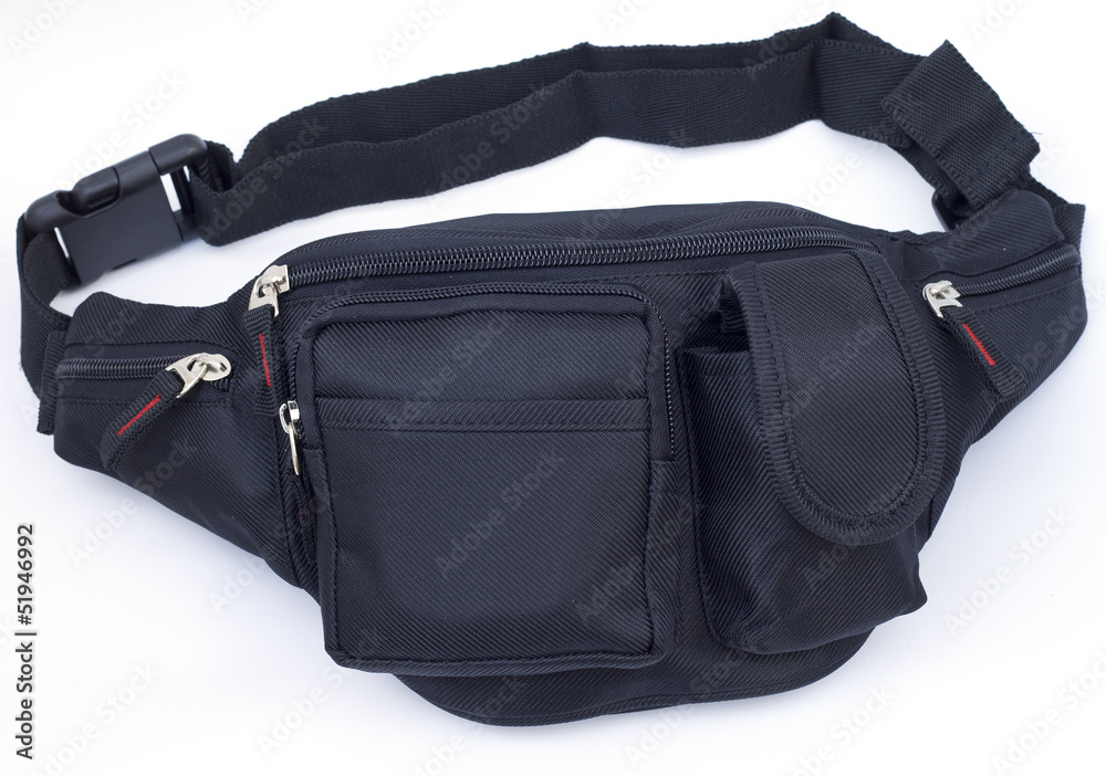 Naklejka premium Nylon waist pouch on white background