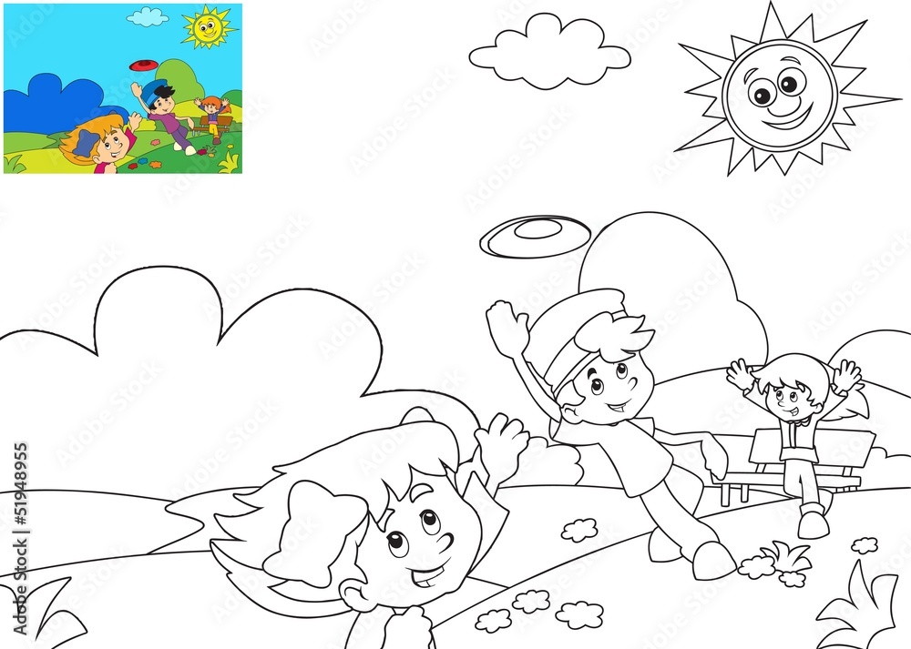 Fototapeta The page with exercises for kids - coloring book