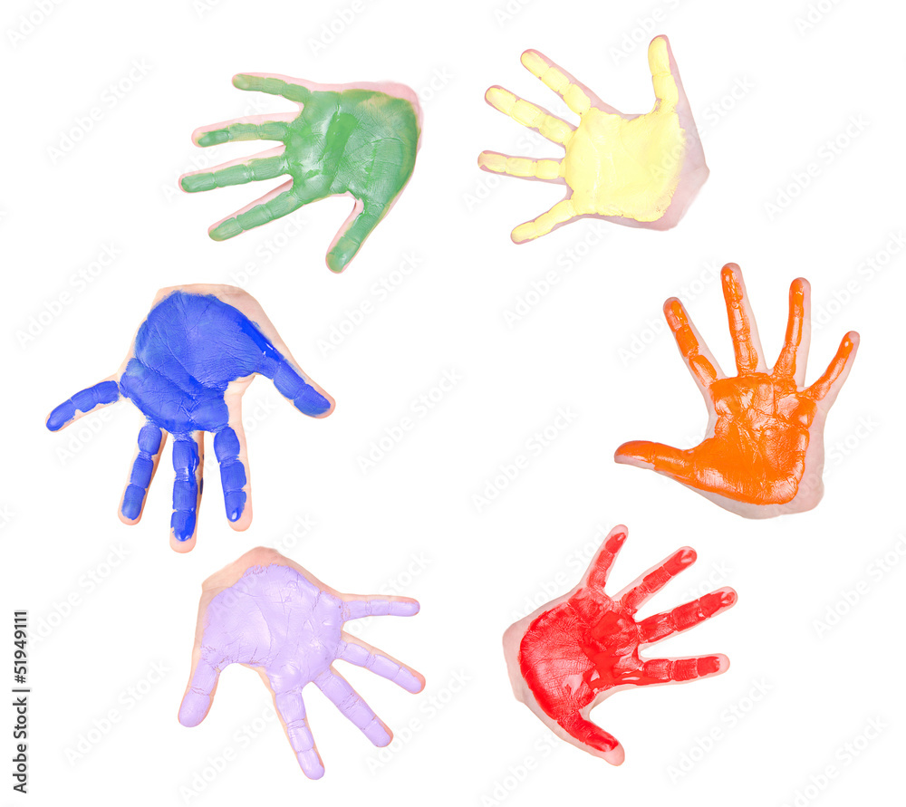 Fototapeta premium Painted hands in a circle