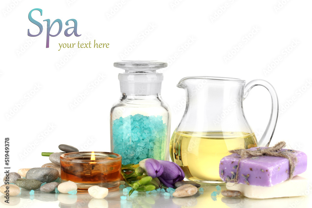 Beautiful spa setting isolated on white Beautiful spa setting isolated on white