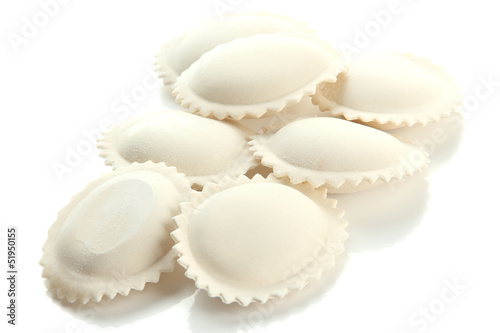 Raw dumplings, isolated on white