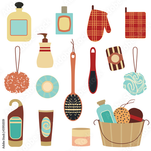 Retro bathroom cosmetics set