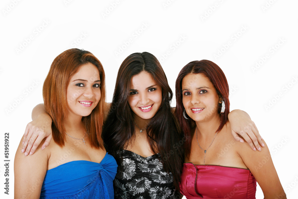 Three happy friends, beautiful girls Three happy friends, beautiful girls