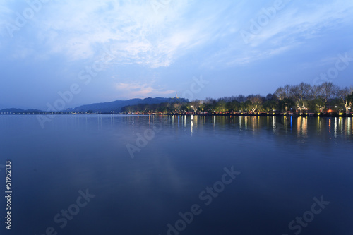 West Lake in Hangzhou, in the evening