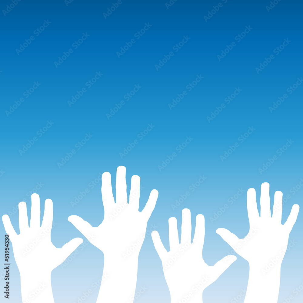 Vector hands toward heaven background