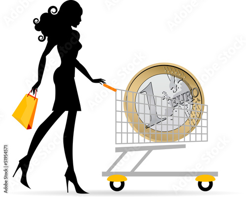 Donna con carrello Euro