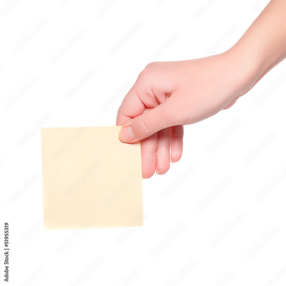 card blank in a hand on white background card blank in a hand on white background