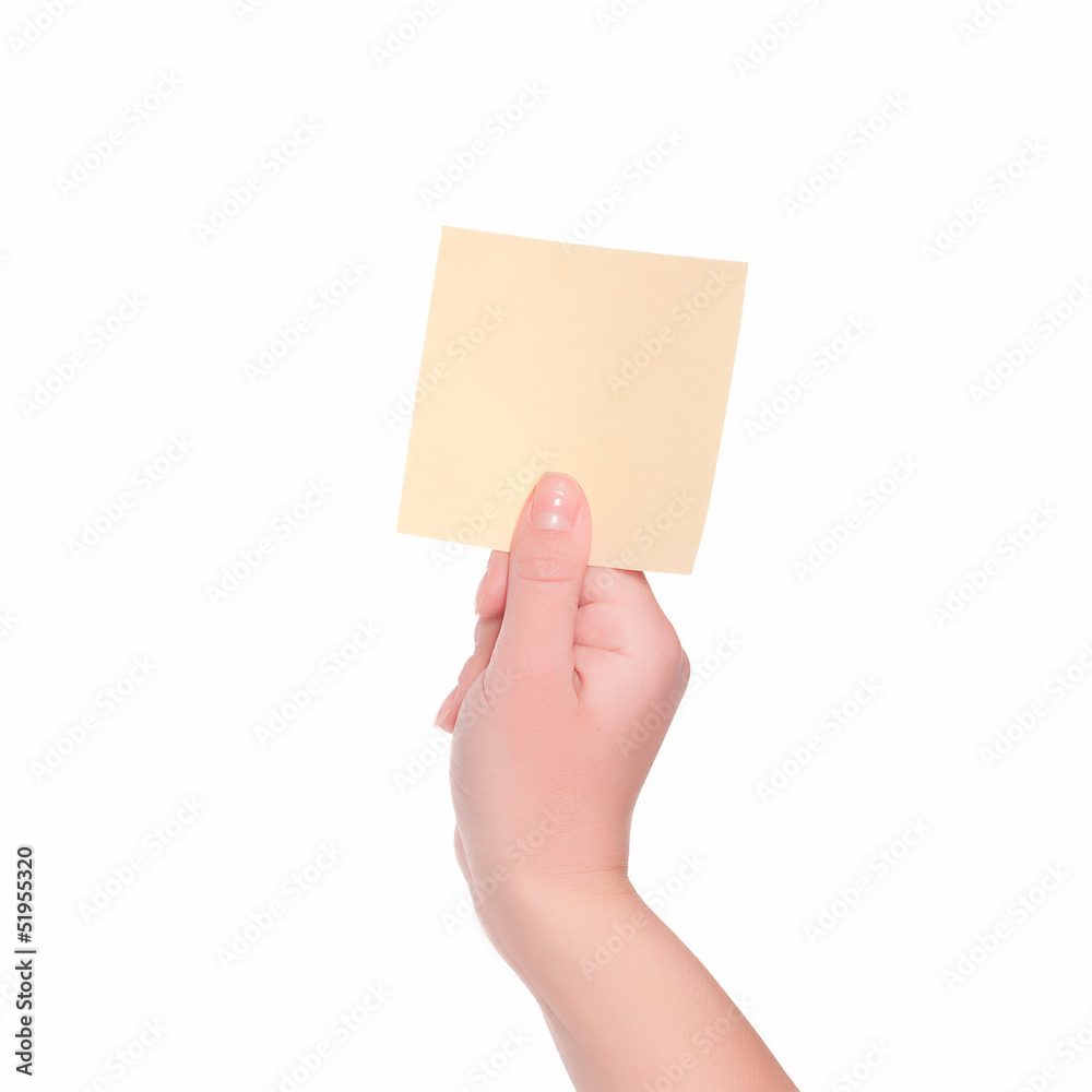 Fototapeta premium card blank in a hand on white background