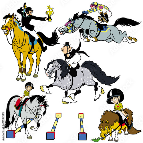 set with cartoon horse riders