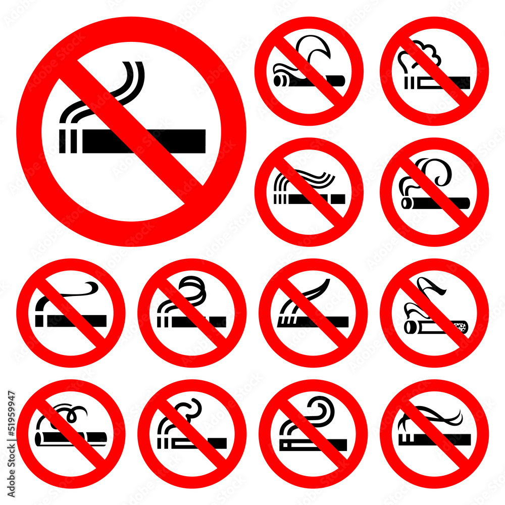 No smoking - red symbols No smoking - red symbols