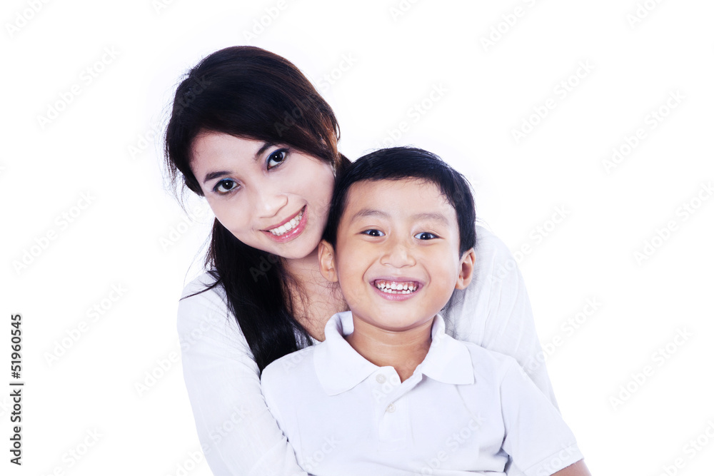 Beautiful mother and child on white Beautiful mother and child on white