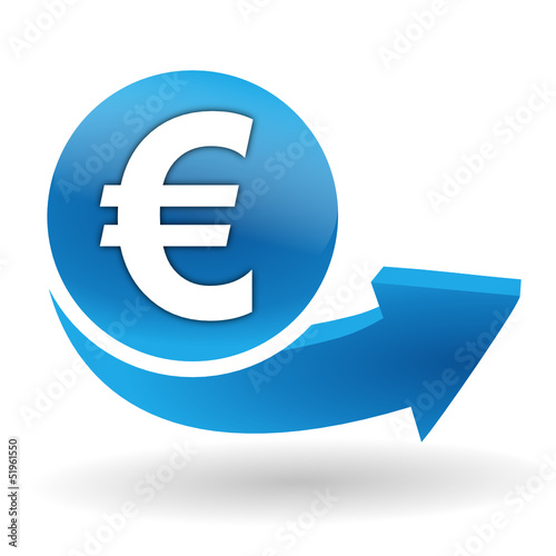 euros sur bouton web bleu