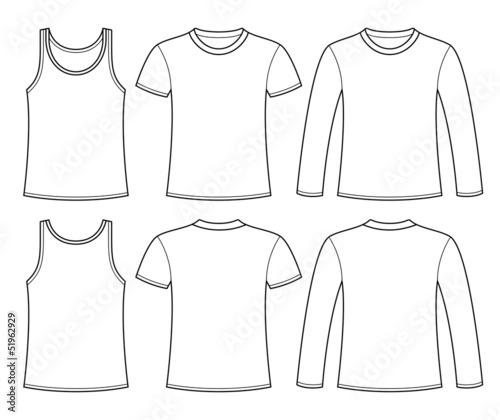 Singlet, T-shirt and Long-sleeved T-shirt template